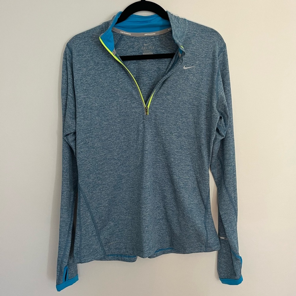 Nike Dri-Fit Element Heathered Running Reflective Pullover Medium Thumb Holes